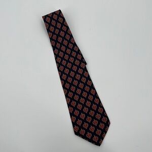 Fiorio Milano Navy & Pink Silk Leaf Pattern Tie